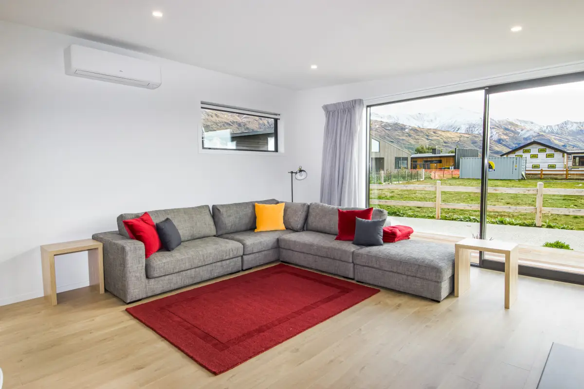 Bright, Comfortable Living Room with Mountain Views 