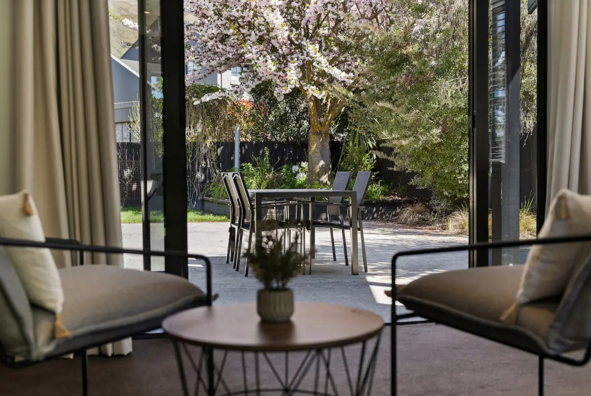 Seating Area Looking out to Outdoor Dining