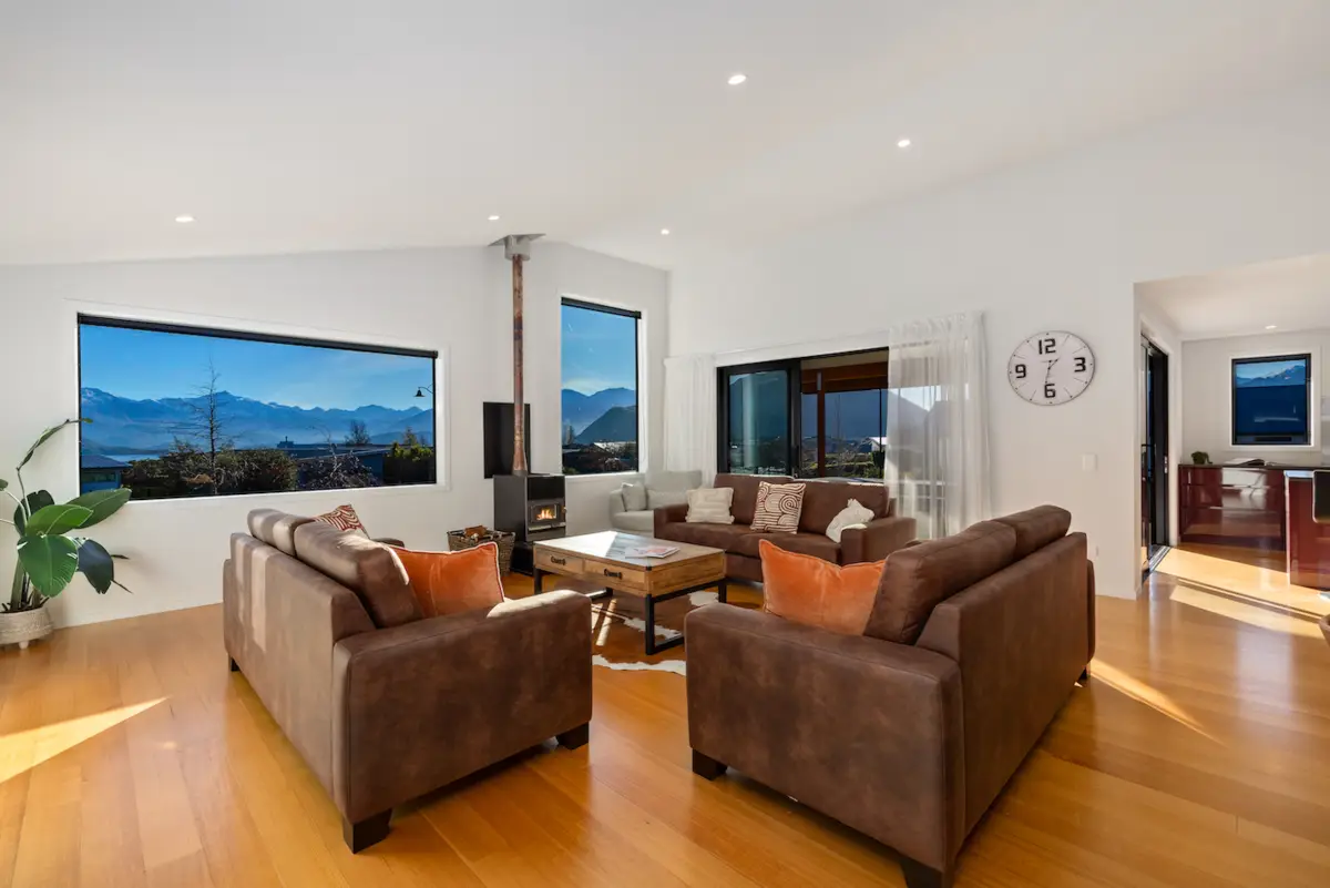 Modern Lounge with Wood Fireplace