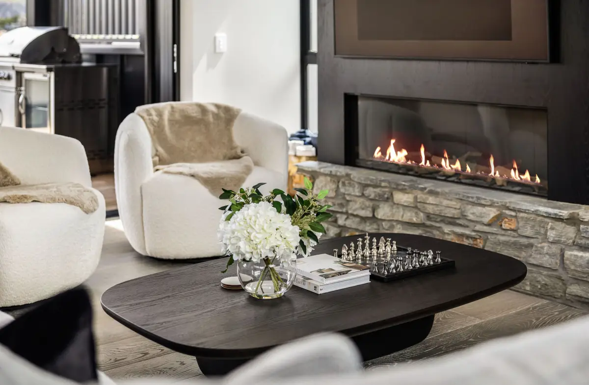 Open Lounge Area with Gas Fireplace