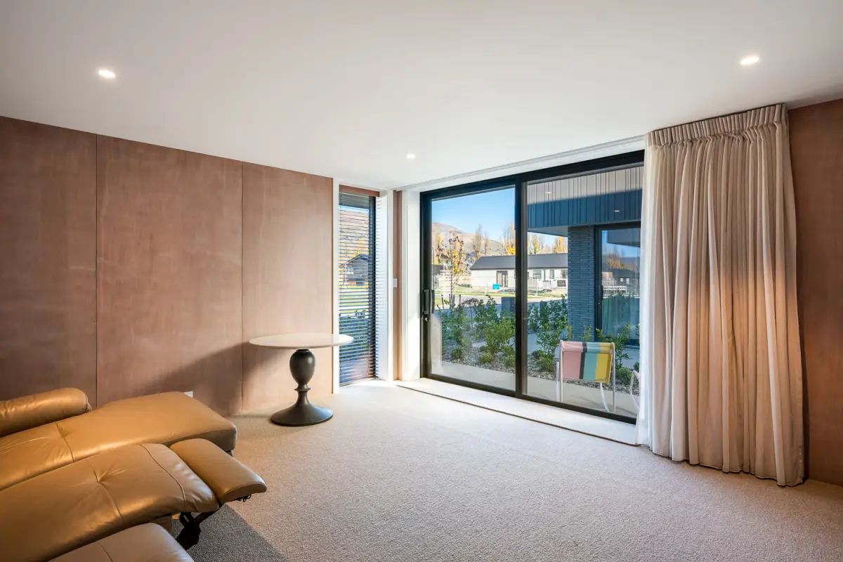 Comfortable Media Room with Outdoor Flow