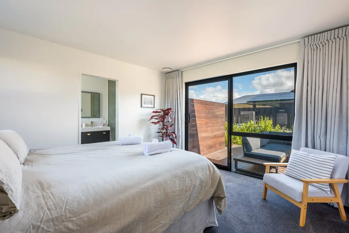 Master bedroom with private deck