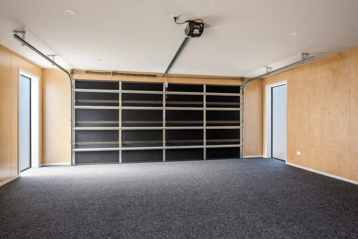 Large carpeted garage